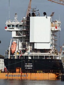 Einbau der Scrubber bei der CONDOR und CORSA im März 2016 bei der Lloyd Werft in Bremerhaven.