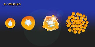 Grafische Darstellung der Micro-Explosion der Wassertröpfchen.