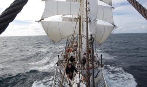 Tall-ship STATSRAAD LEHMKUHL moving under sails. © Rolls Royce